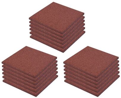 vidaXL Valtegels 18 st 50x50x3 cm rubber rood