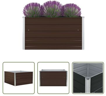 vidaXL Verhoogd Tuinbed - 100x100x45 cm - Gegalvaniseerd Staal Bruin