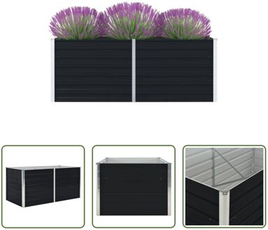 vidaXL Verhoogd Tuinbed - Gegalvaniseerd Staal - 160 x 80 x 45 cm - Antraciet Grijs