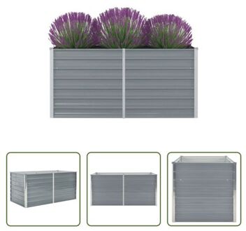 vidaXL Verhoogd Tuinbed - Gegalvaniseerd Staal - 160 x 80 x 77 cm - Grijs