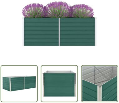 vidaXL Verhoogd Tuinbed - Gegalvaniseerd Staal - 160x80x45 cm - Groene Afwerking