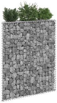 vidaXL Verhoogde Schanskorf Border 80x20x100 cm - Zilver - Gegalvaniseerd staal Zilverkleurig