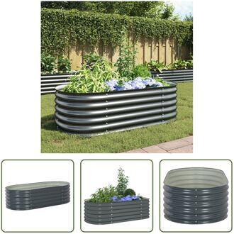 vidaXL Verhoogde Stalen Tuinbak - 160 x 80 x 44 cm - Gegalvaniseerd Grijs