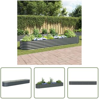 vidaXL Verhoogde Stalen Tuinbak - 400 x 80 x 44 cm - Gegalvaniseerd Staal Grijs