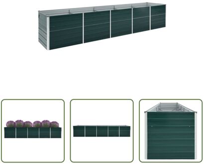 vidaXL Verhoogde Tuinbak - Gegalvaniseerd Staal - 400 x 80 x 77 cm - Groen