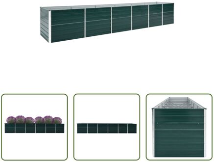 vidaXL Verhoogde Tuinbak - Gegalvaniseerd Staal - 480x80x77 cm - Groen