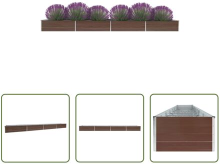 vidaXL Verhoogde Tuinbak - Gegalvaniseerd Staal - 600 x 80 x 45 cm - Bruin