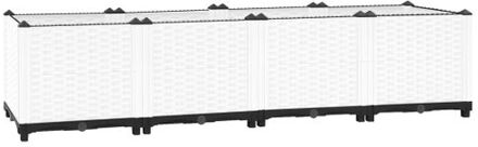 vidaXL Verhoogde Tuinbak Rattan Look - 160 x 40 x 38 cm - PP Materiaal Grijs