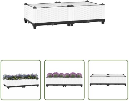 vidaXL Verhoogde Tuinbak Rattan-look - 80 x 40 x 23 cm - Wit - Duurzaam polypropeen