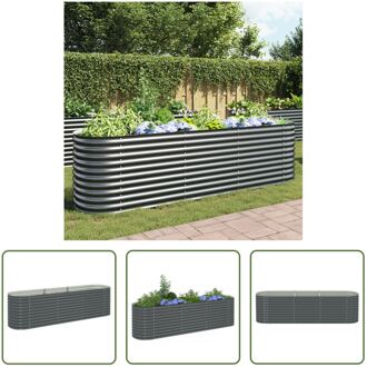 vidaXL Verhoogde Tuinbak - Staal - 320x80x81 cm - Grijs