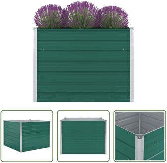 vidaXL Verhoogde Tuinbed - Gegalvaniseerd Staal - 100x100x77 cm - Groen