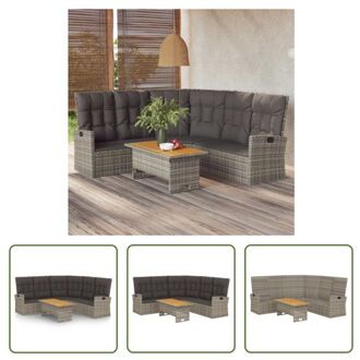 vidaXL Verstelbare Hoekbank Grijs - Tuinset - 186 x 186 x 95 cm - PE-rattan