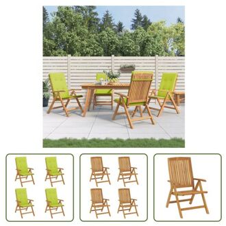 vidaXL Verstelbare Tuinstoel - Hout - Set van 4 - 60 x 74.5 x 104 cm - Massief teakhout - Inklapbaar - Bruin