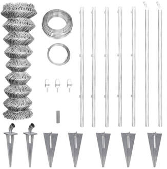 vidaXL Verzinkt draadhekwerk 15 x 1.25 m met grondankers voor de paaltjes