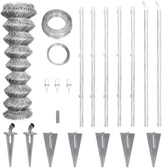 vidaXL Verzinkt draadhekwerk 15 x 1 m met grondankers voor de paaltjes