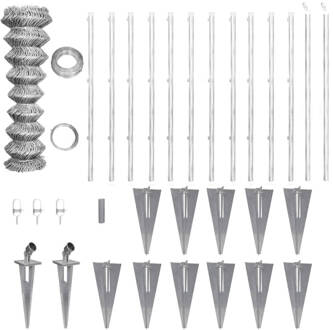 vidaXL Verzinkt draadhekwerk 25 x 1.5 m met grondankers voor de paaltjes