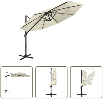 vidaXL Vierlaagse Parasol 300x300x247 cm - UV-beschermend polyester - gepoedercoat aluminium Beige