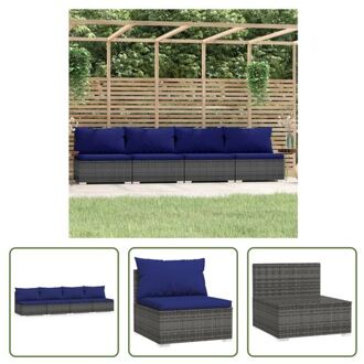 vidaXL Vierzitsbank - Tuinmeubelset - 280 x 70 x 60.5 cm - Grijs - PE-rattan