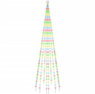 vidaXL Vlaggenmast kerstboom 310 LED's meerkleurig 300 cm Multikleur