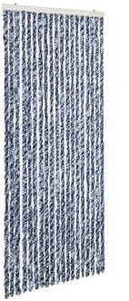 vidaXL Vliegengordijn 56x200 cm chenille blauw en wit