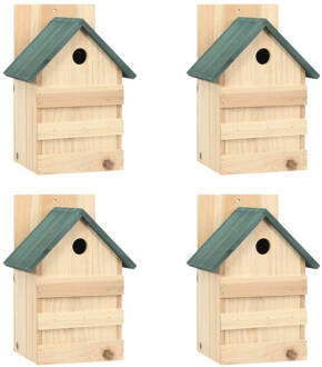 vidaXL Vogelhuisjes 4 st 23x19x33 cm vurenhout Beige