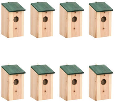 vidaXL Vogelhuisjes 8 st 12x12x22 cm hout Beige