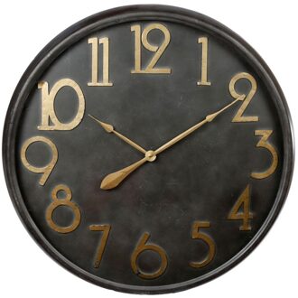 vidaXL Wandklok Zwart Metaal - Ø80 cm Goud, Zwart
