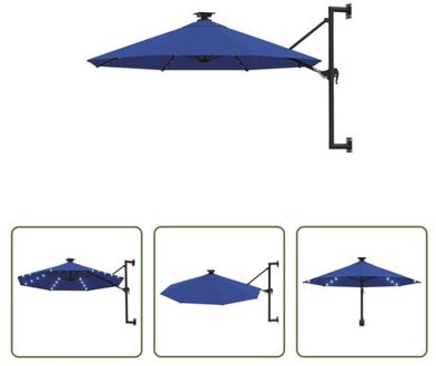 vidaXL Wandparasol Exclusive s - Tuin - 300 x 131 cm - Uv-beschermend polyester Blauw