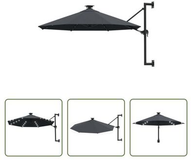 vidaXL Wandparasol Tuin - 300 x 131 cm - Antraciet Grijs