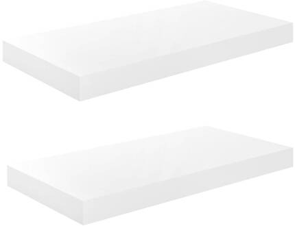 vidaXL Wandschappen zwevend 2 st 50x23x3,8 cm MDF hoogglans wit