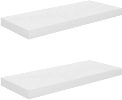 vidaXL Wandschappen zwevend 2 st 60x23,5x3,8 cm MDF hoogglans wit