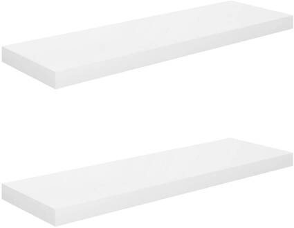 vidaXL Wandschappen zwevend 2 st 80x23,5x3,8 cm MDF hoogglans wit