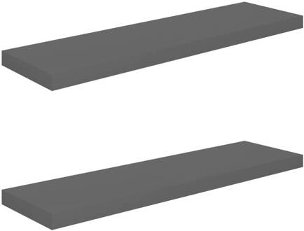 vidaXL Wandschappen zwevend 2 st 90x23,5x3,8 cm MDF hoogglans grijs