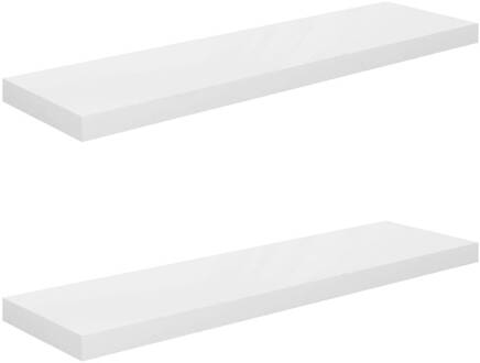 vidaXL Wandschappen zwevend 2 st 90x23,5x3,8 cm MDF hoogglans wit