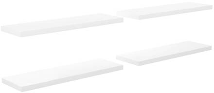 vidaXL Wandschappen zwevend 4 st 120x23,5x3,8 cm MDF hoogglans wit