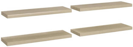 vidaXL Wandschappen zwevend 4 st 80x23,5x3,8 cm MDF eikenkleurig Bruin