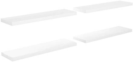 vidaXL Wandschappen zwevend 4 st 90x23,5x3,8 cm MDF hoogglans wit