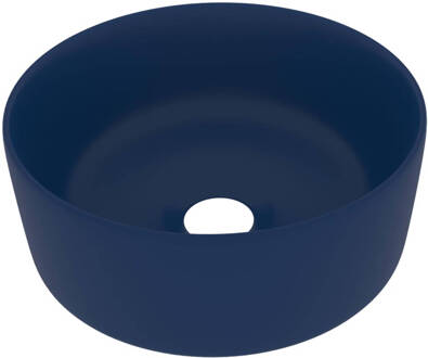 vidaXL Wastafel rond 40x15 cm keramiek mat donkerblauw