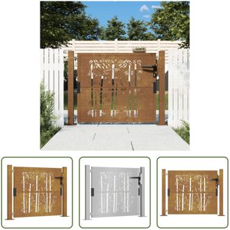 vidaXL Weervast Cortenstaal Tuinpoort 105x105 cm - Roestig