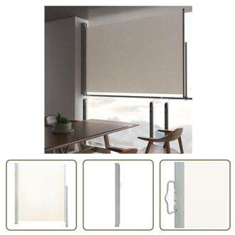 vidaXL Zijluifel - 160 x 0-300 cm - UV-bestendig - Automatische Terugrol - Crème/Grijs