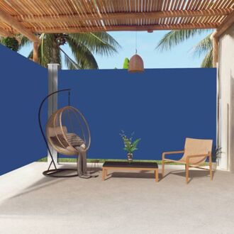 vidaXL Zijluifel Uittrekbaar 220 x (0 - 600) cm Blauw - UV-Bestendig Polyester Inclusief