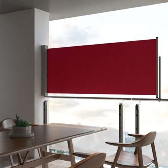 vidaXL Zijscherm - 100 x 0-300 cm - UV-bestendig polyester - Automatische terugrolfunctie - Rood scherm en