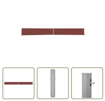 vidaXL Zijscherm - Bruin/Grijs - 140 x (0-1.200) cm - UV - Waterbestendig