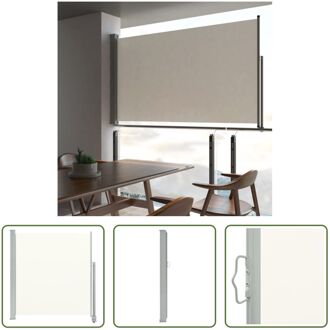 vidaXL Zonnescherm - Zijscherm - 140 x 0-300 cm - Automatische terugrolfunctie - Crème scherm - Grijze