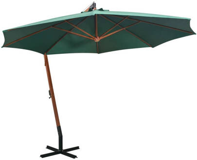 vidaXL Zweefparasol 350 cm houten paal groen