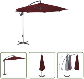 vidaXL Zweefparasol - Bordeauxrood - 300 x 260 cm - UV-beschermend polyester