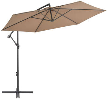 vidaXL Zweefparasol met aluminium paal 300 cm taupe Bruin