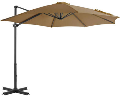 vidaXL Zweefparasol met aluminium paal 300 cm taupe Bruin