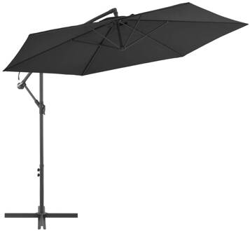 vidaXL Zweefparasol met aluminium paal 300 cm zwart