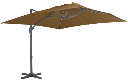 vidaXL Zweefparasol met aluminium paal 300x300 cm taupe Bruin